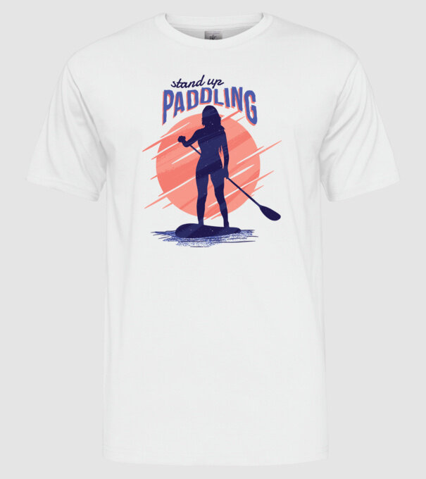 Tricou SUP Stand Up Paddle model alb pe tricou