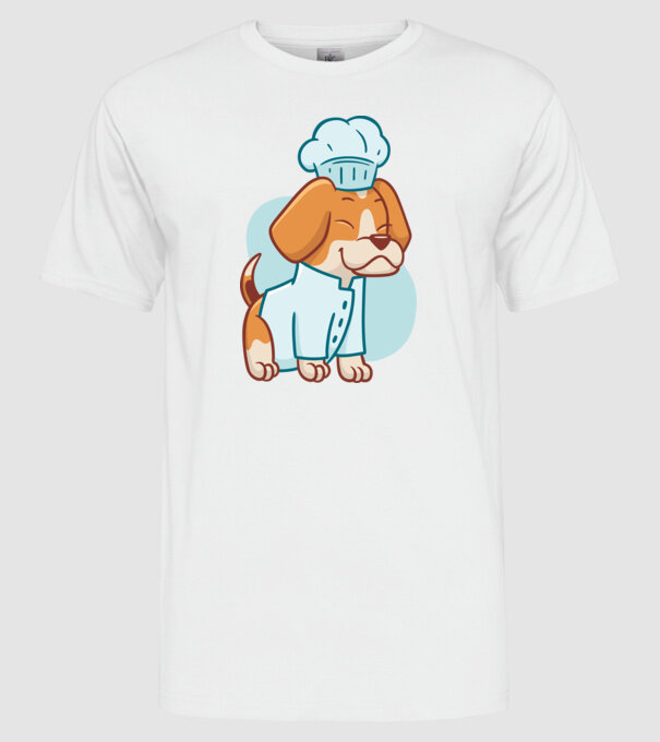 Beagle bucătar model alb pe tricou