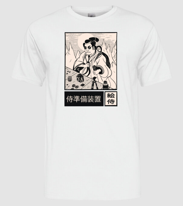 Samurai model alb pe tricou