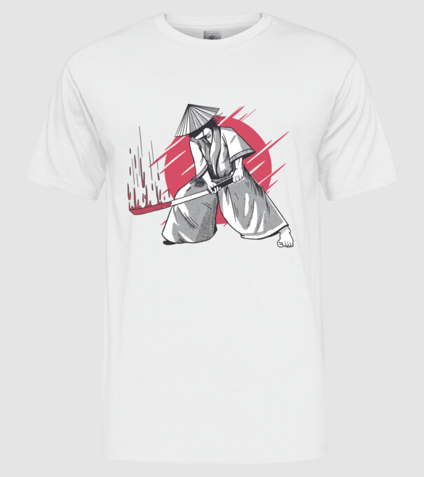 Sabie de samurai model alb pe tricou