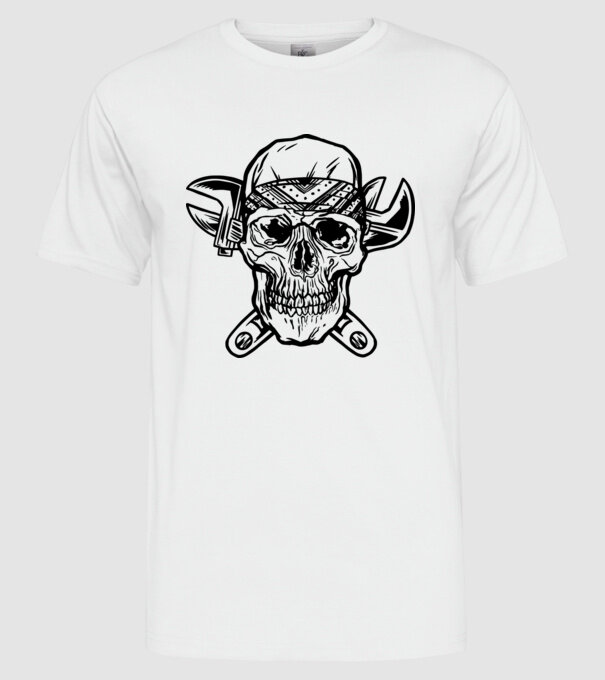 Craniu Instalator model alb pe tricou