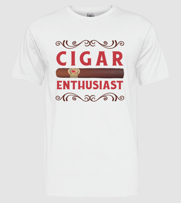 Pasionat de trabucuri model alb pe tricou