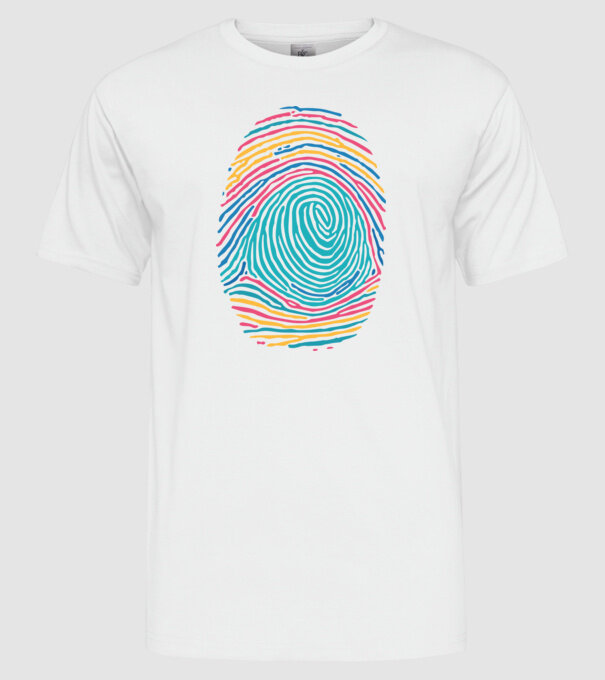 Amprentă curcubeu model alb pe tricou