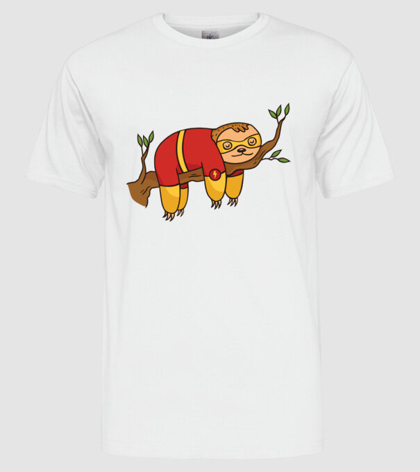 Leneș supererou model alb pe tricou