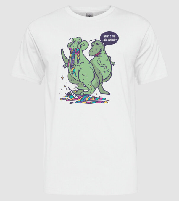 T-rex a mâncat unicornul model alb pe tricou