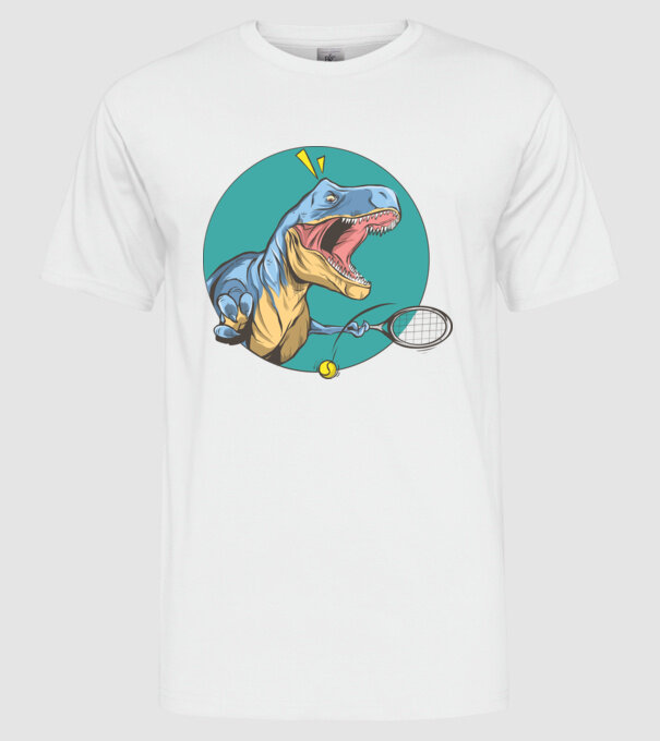 Dinozaur T-rex Tenis model alb pe tricou