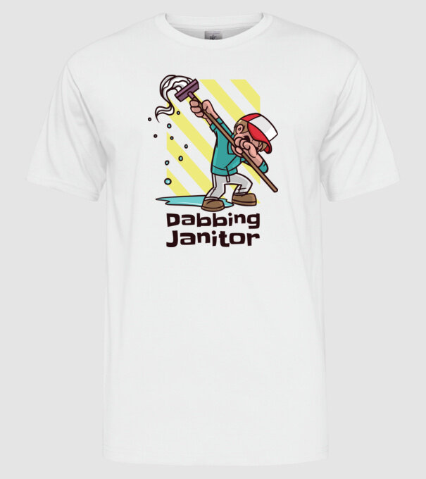 Cleaning DAB model alb pe tricou