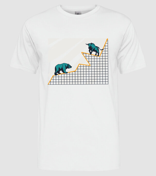 Bursa de Valori Taur vs Urs model alb pe tricou
