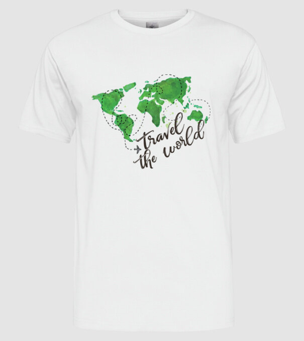 Travel the world model alb pe tricou