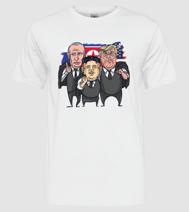Trump, Putin, Kim - trei prieteni buni model alb pe tricou