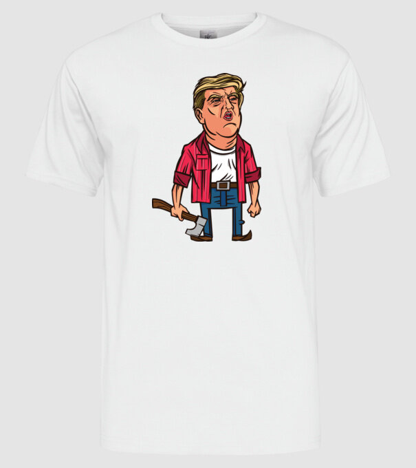 Trump tăietor de lemne model alb pe tricou