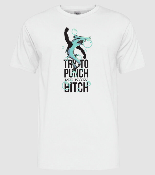 Try to punch me now bitch model alb pe tricou