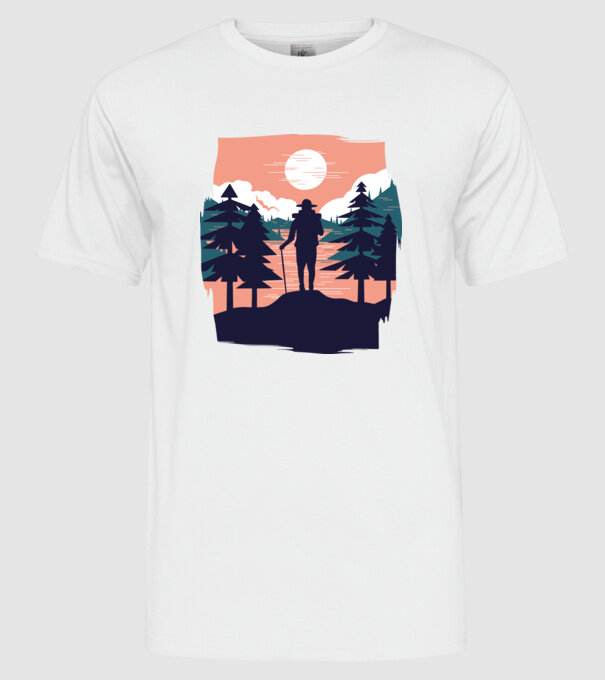 Drumeție model alb pe tricou