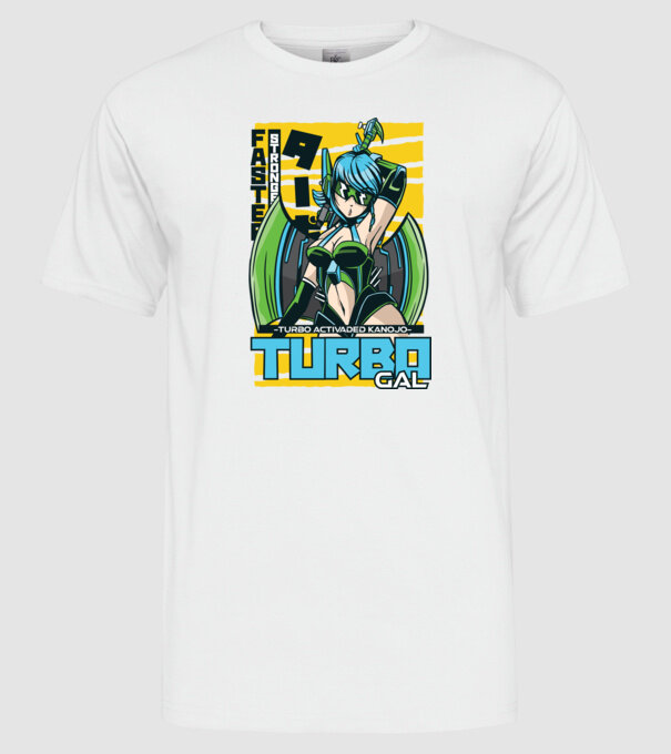 Turbo Gal Anime model alb pe tricou