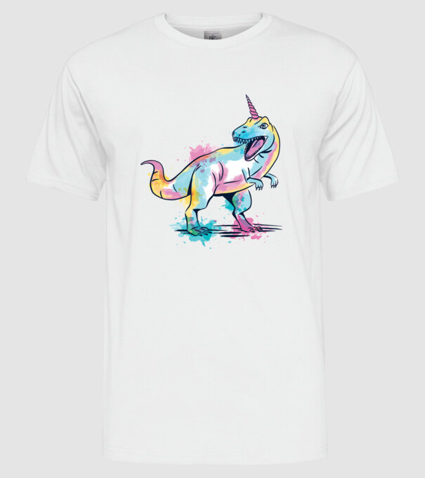 Unicornsaurus - Dinozaur Unicorn model alb pe tricou