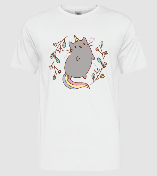 Pisică Unicorn model alb pe tricou