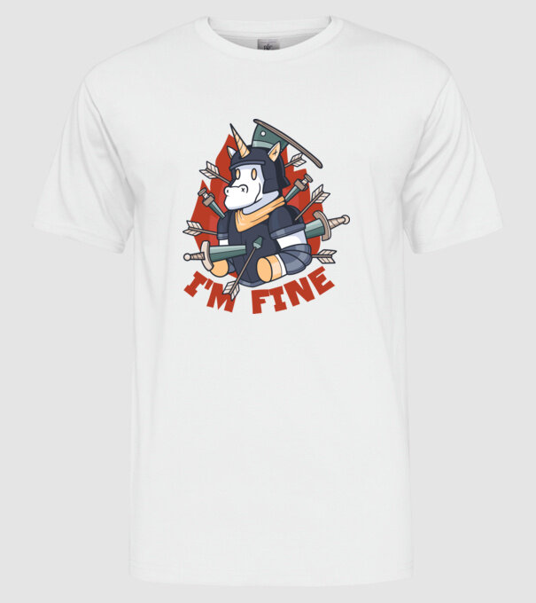Cavaler Unicorn model alb pe tricou