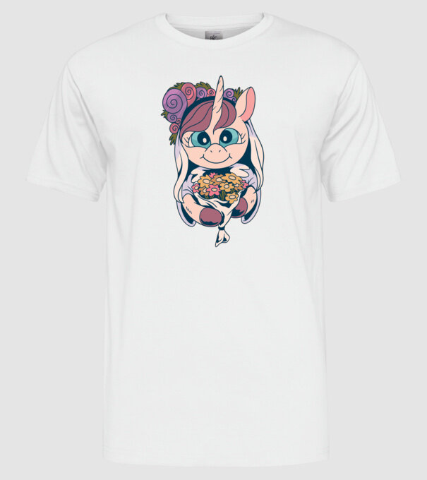 Unicorn Mireasă model alb pe tricou