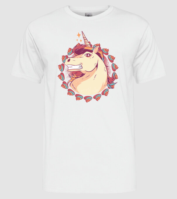 Unicorn Mullet model alb pe tricou