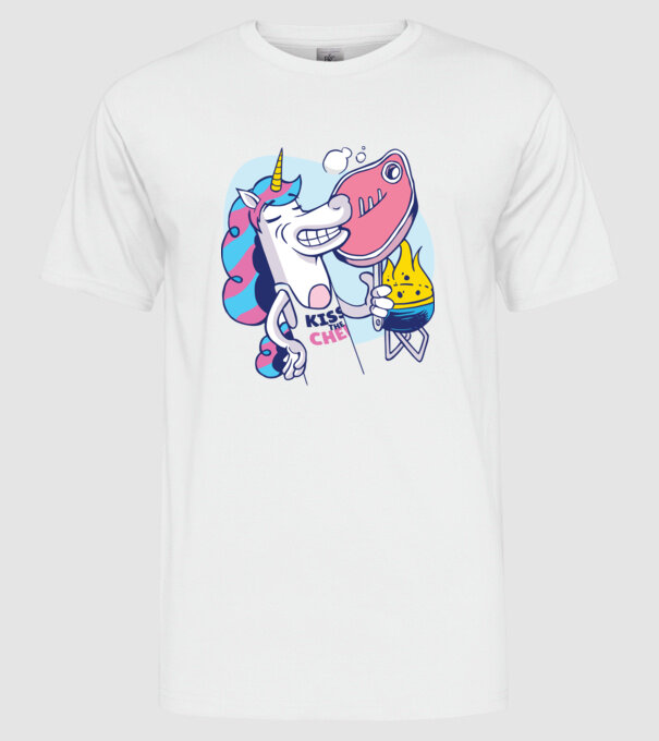 Unicorn Steak BBQ model alb pe tricou