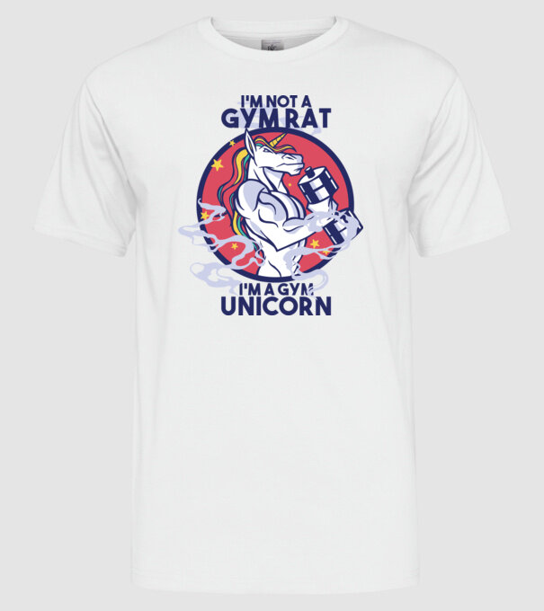Unicorn antrenament cu haltere model alb pe tricou