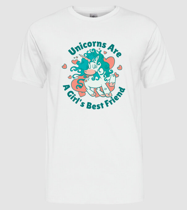 Unicornii sunt cei mai buni prieteni ai fetelor model alb pe tricou
