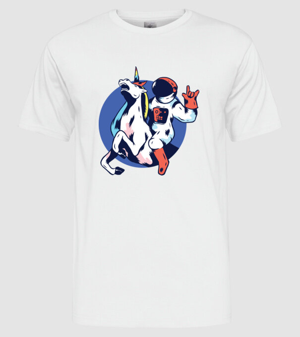 Unicorn Astronaut model alb pe tricou