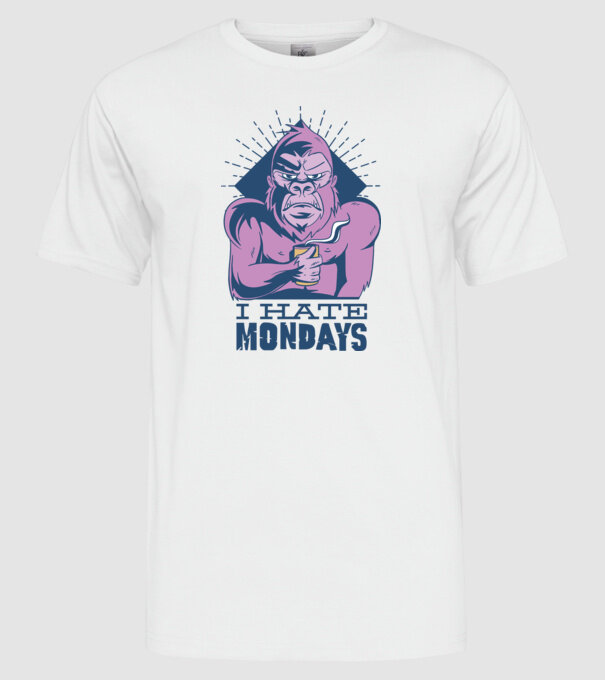 Urăsc zilele de luni model alb pe tricou