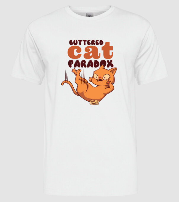 Paradox pisică cu unt model alb pe tricou