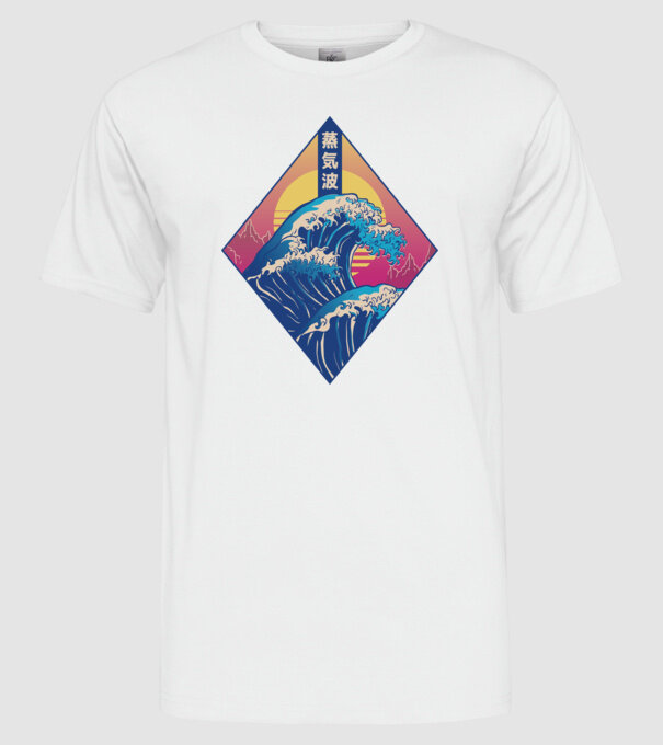 Vaporwave Val model alb pe tricou