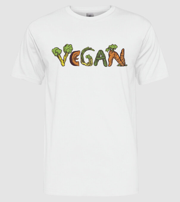 Inscripție legume vegan model alb pe tricou