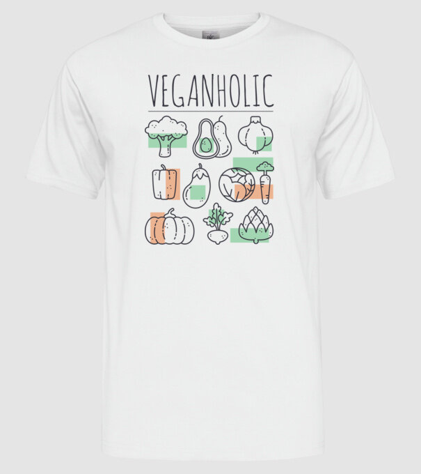 Veganholic model alb pe tricou