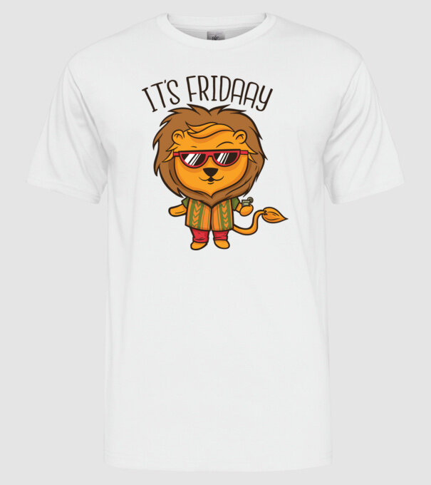 În sfârșit, vineri Leu model alb pe tricou