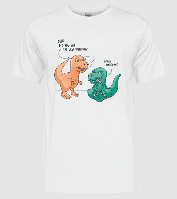 Tricou cu Dinozaur amuzant model alb pe tricou