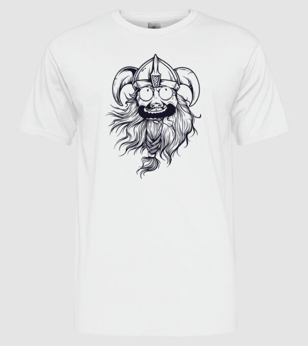 Viking model alb pe tricou