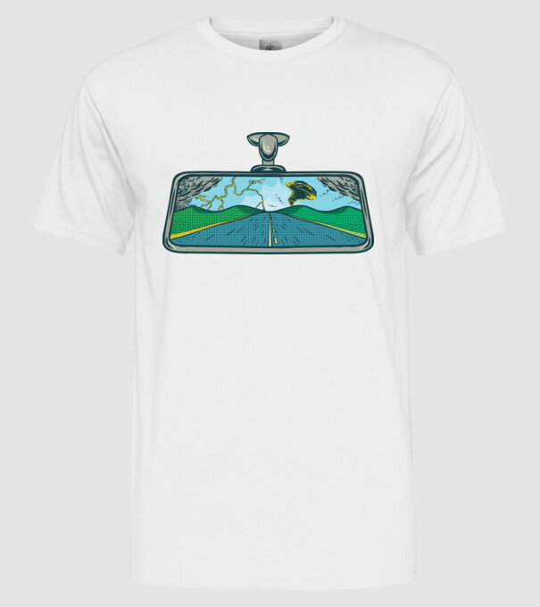 Oglindă retrovizoare model alb pe tricou
