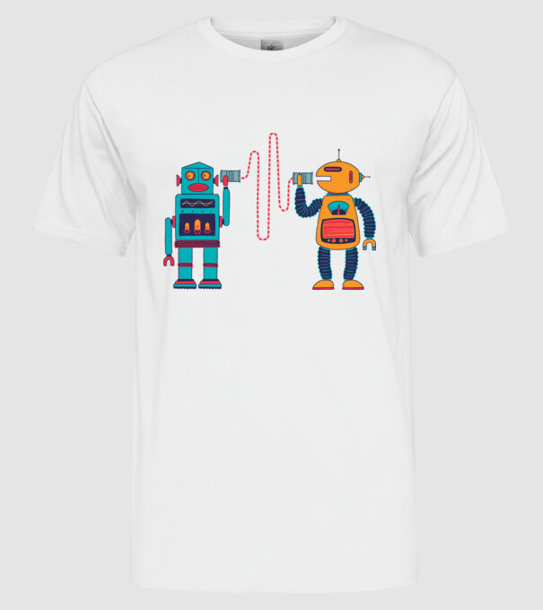 Walkie Talkie Robot model alb pe tricou