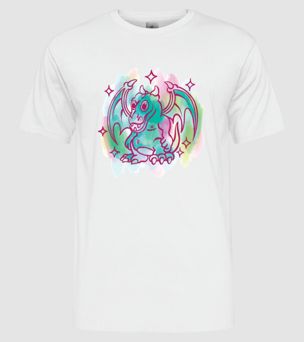 Acuarelă Dragon model alb pe tricou