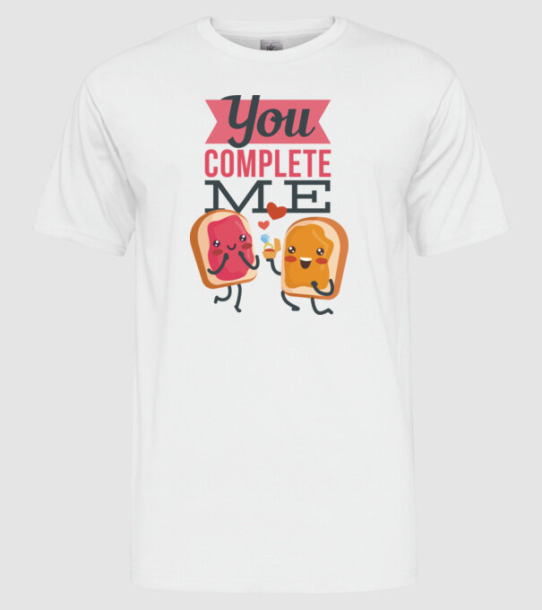 'You Complete Me Tricou drăguț pentru Valentine''s Day' model alb pe tricou
