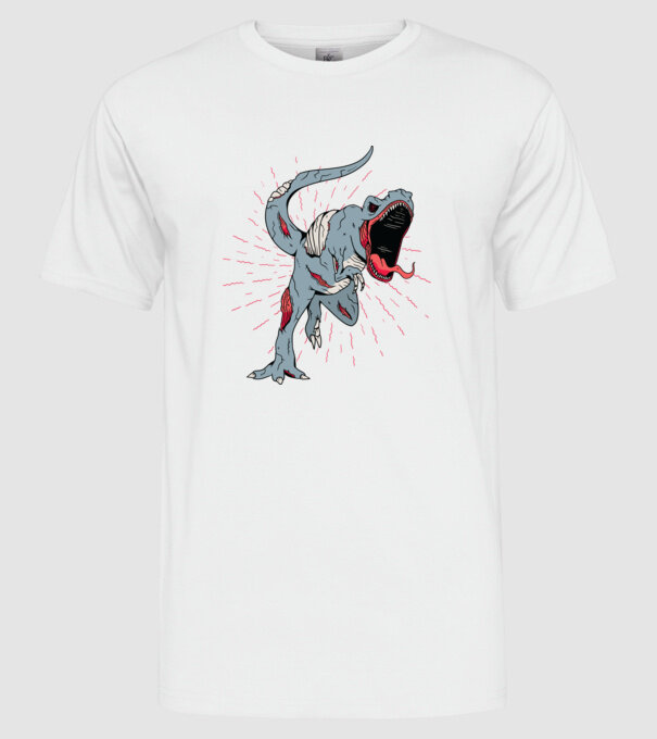 T-rex Zombie model alb pe tricou
