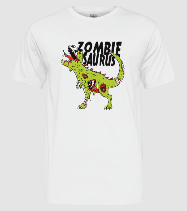 Zombiesaurus - Dinozaur Zombie model alb pe tricou
