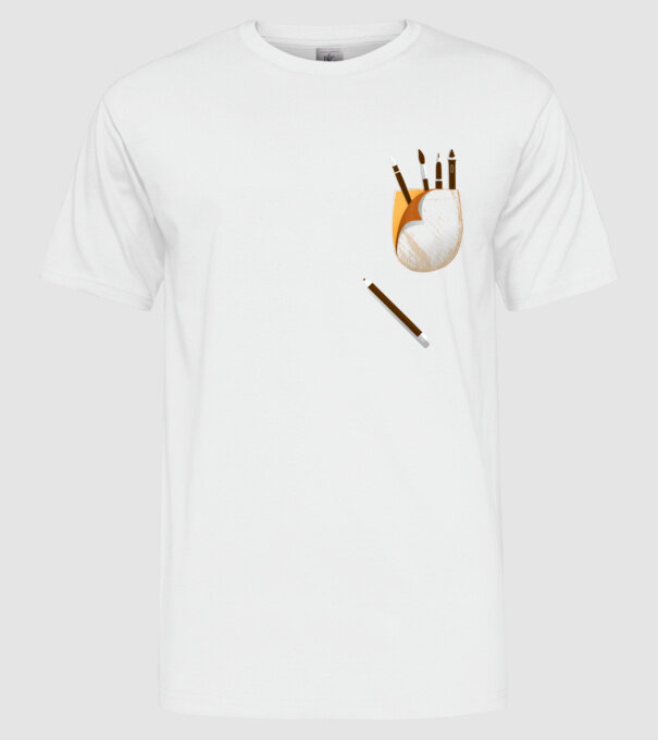 Designer buzunar model alb pe tricou