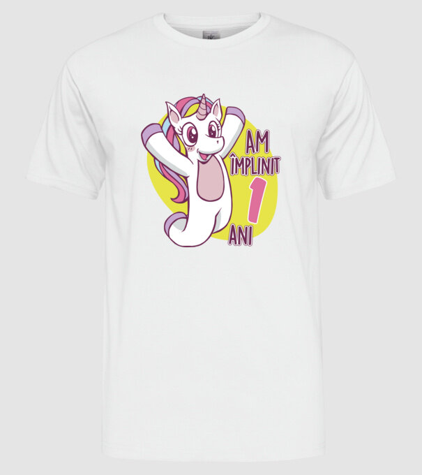Am împlinit 1 an model alb pe tricou