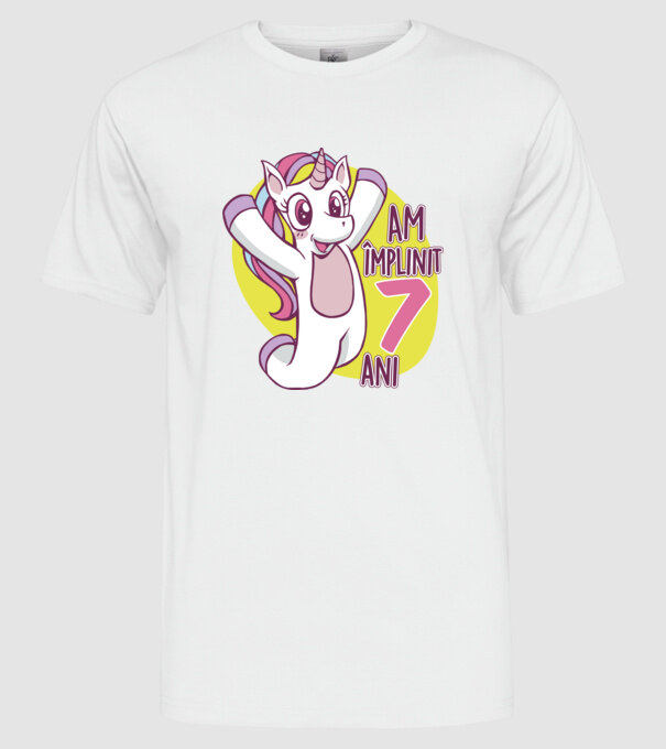 Am împlinit 7 ani model alb pe tricou