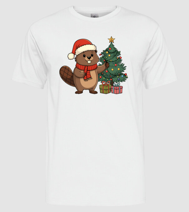 Bober Kurwa Christmas 2 model alb pe tricou