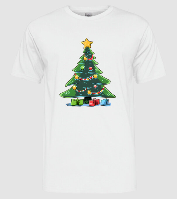 Brad de Crăciun model alb pe tricou