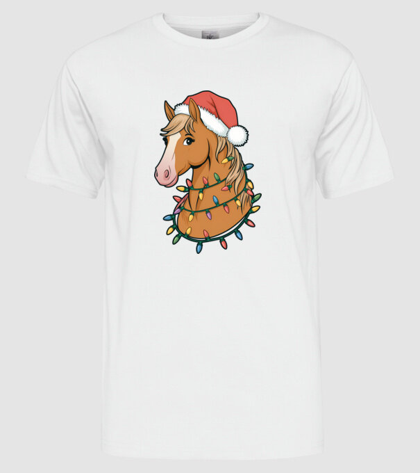 Cal de Crăciun model alb pe tricou