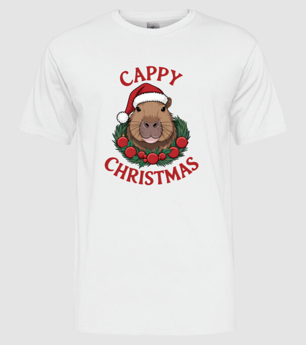 Cappy Christmas 2 model alb pe tricou
