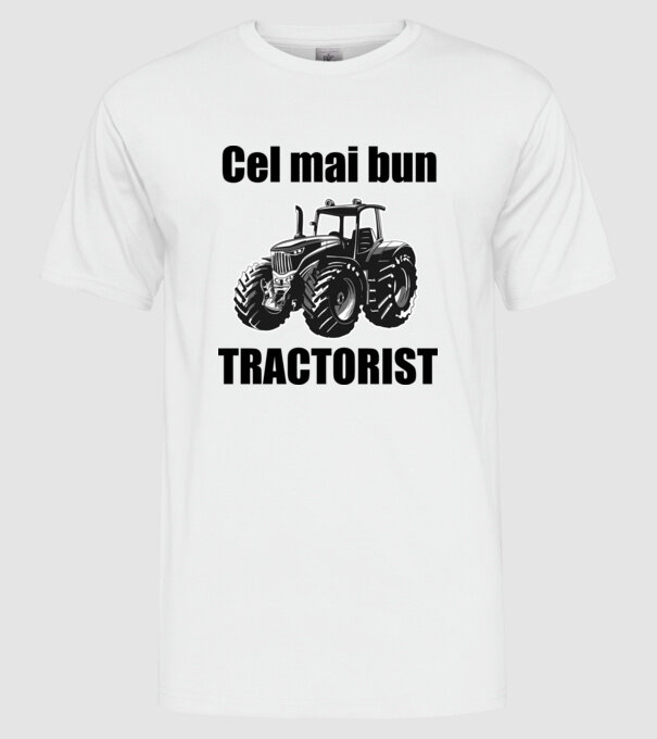 Cel mai bun tractorist model alb pe tricou