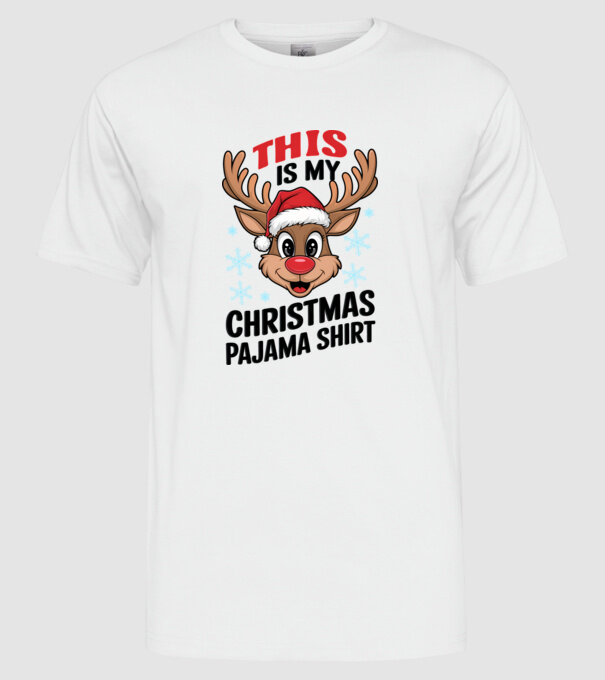Christmas Pajama Reindeer Alb model alb pe tricou